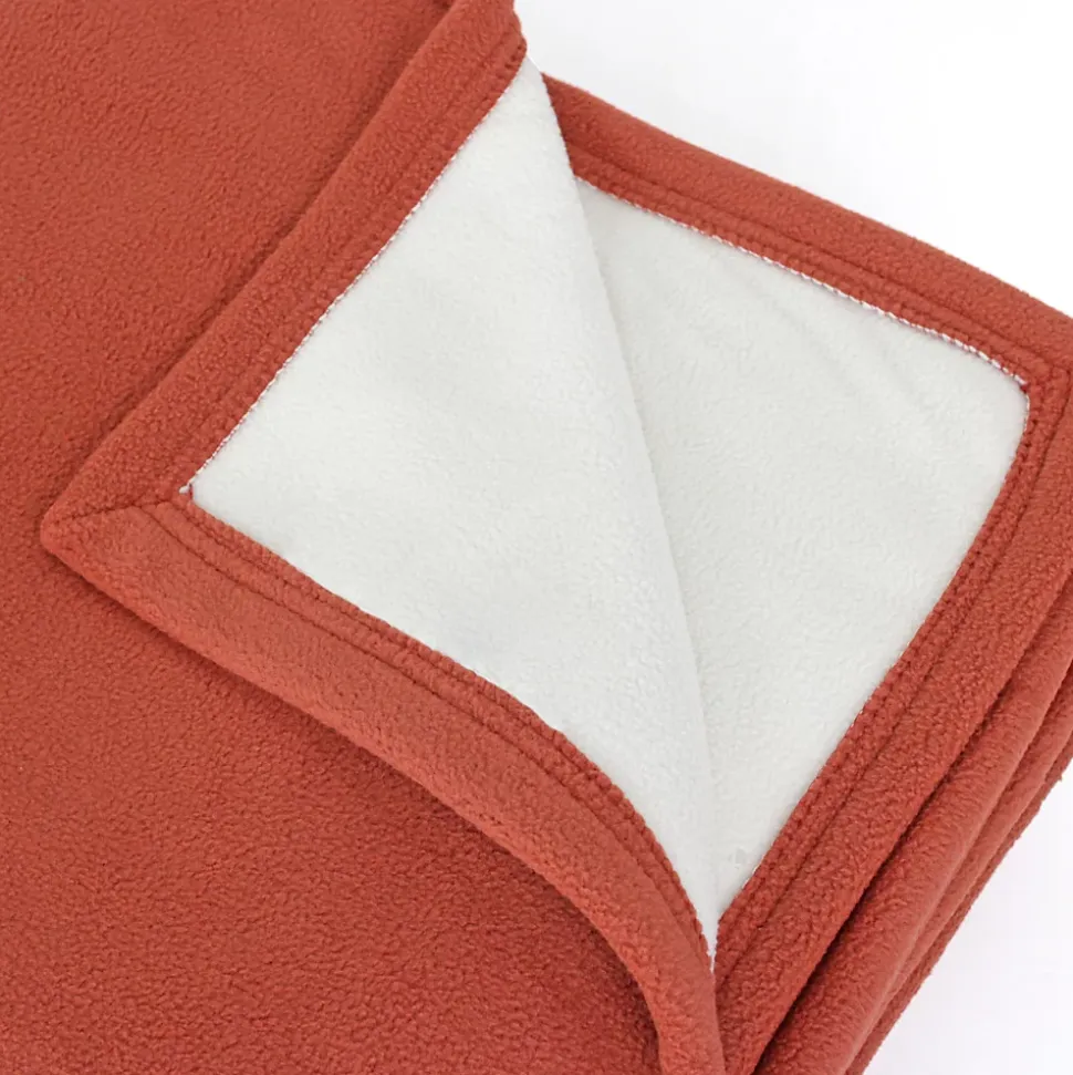 Couverture polaire luxe 180x220 cm NARVIK Gingembre/Naturel