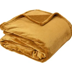 Couverture polaire microvelours 180x220 cm VELVET Jaune Miel