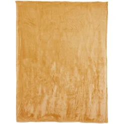 Couverture polaire microvelours 180x220 cm VELVET Jaune Miel