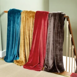 Couverture polaire microvelours 240x260 cm VELVET Bleu Lac