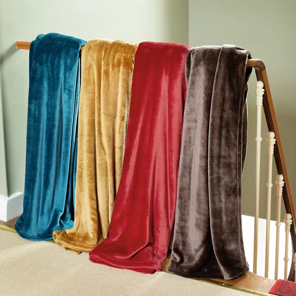 Couverture polaire microvelours 240x260 cm VELVET Bleu Lac