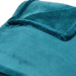 Couverture polaire microvelours 180x220 cm VELVET Bleu Lac