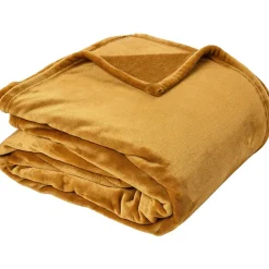 Couverture polaire microvelours 240x260 cm VELVET Jaune Miel