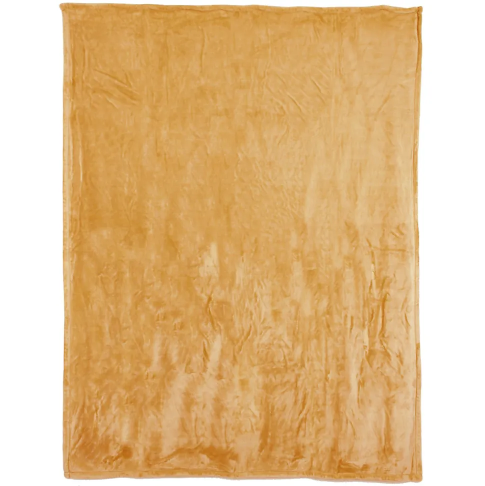 Couverture polaire microvelours 240x260 cm VELVET Jaune Miel