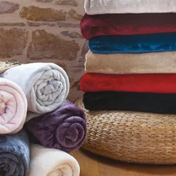 Couverture polaire microvelours 220x240 cm VELVET Gris Galet