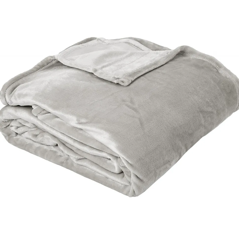Couverture polaire microvelours 240x260 cm VELVET Gris Perle