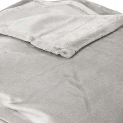Couverture polaire microvelours 240x260 cm VELVET Gris Perle