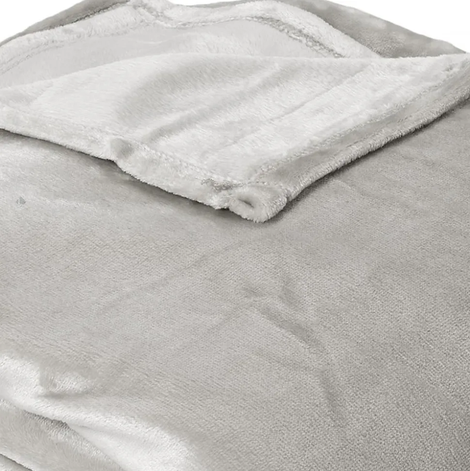 Couverture polaire microvelours 240x260 cm VELVET Gris Perle