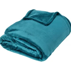 Couverture polaire microvelours 220x240 cm VELVET Bleu Lac