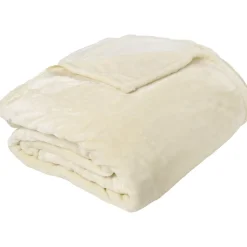 Couverture polaire microvelours 240x260 cm VELVET Ivoire