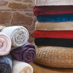 Couverture polaire microvelours 240x260 cm VELVET Ivoire