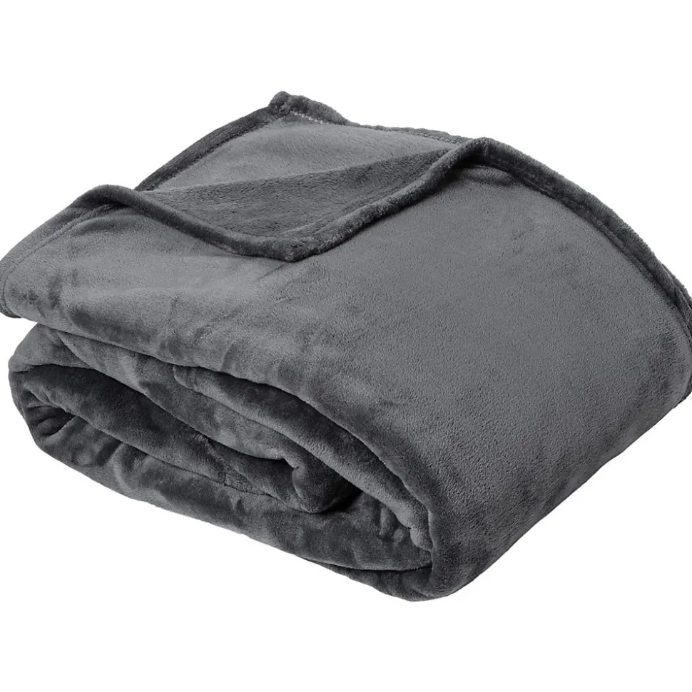 Couverture polaire microvelours 240x260 cm VELVET Gris Acier