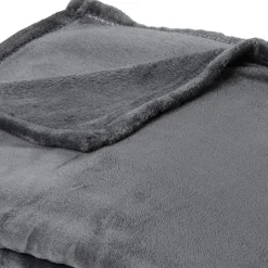 Couverture polaire microvelours 240x260 cm VELVET Gris Acier