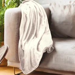 Couverture polaire microvelours 180x220 cm VELVET Ivoire