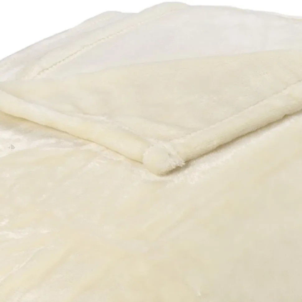 Couverture polaire microvelours 180x220 cm VELVET Ivoire