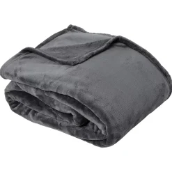 Couverture polaire microvelours 180x220 cm VELVET Gris Acier