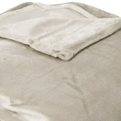 Couverture polaire microvelours 180x220 cm VELVET Gris Galet