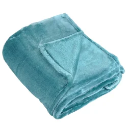 Couverture polaire unie "PILONGA" (220x240 cm - Bleu ciel)
