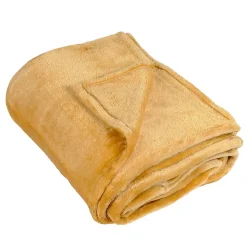 Couverture polaire unie "PILONGA" (180x220 cm - Jaune moutarde)