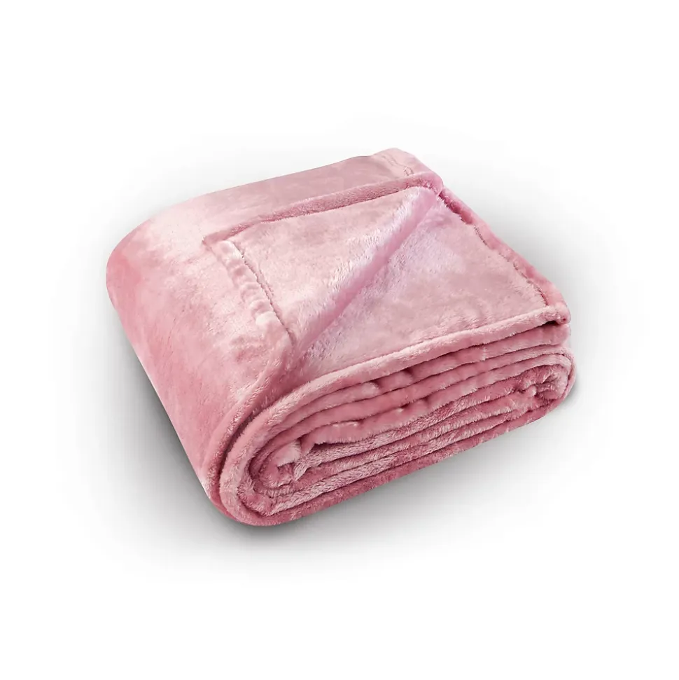 Couverture polaire unie "PILONGA" (240x220 cm - Rose Clair)