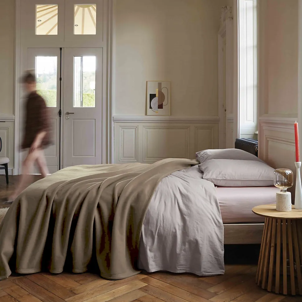 Couverture polaire 220x240 cm 100% Polyester 350g/m2 TEDDY Marron Taupe