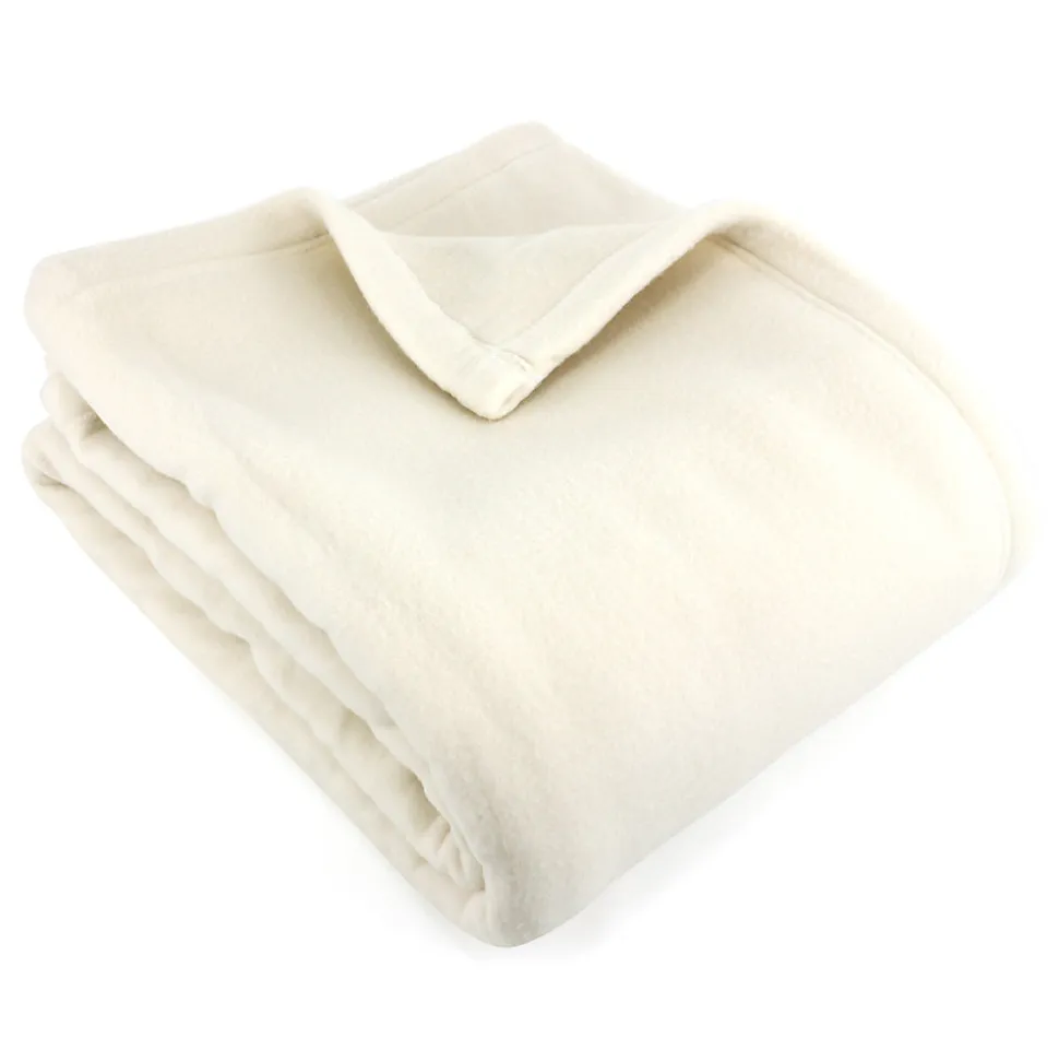 Couverture polaire 240x300 cm 100% Polyester 350g/m2 TEDDY Blanc Naturel
