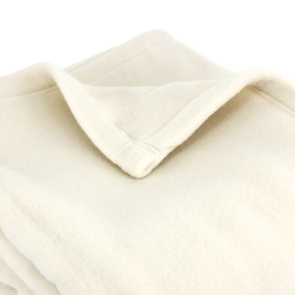 Couverture polaire 240x300 cm 100% Polyester 350g/m2 TEDDY Blanc Naturel