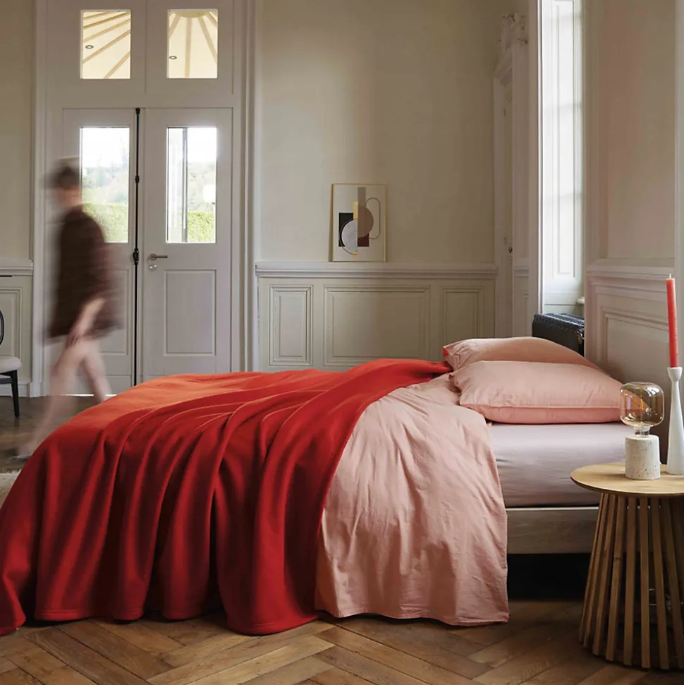 Couverture polaire 180x220 cm 100% Polyester 350g/m2 TEDDY Rouge terracotta