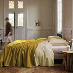 Couverture polaire 220x240 cm 100% Polyester 350g/m2 TEDDY Jaune Miel