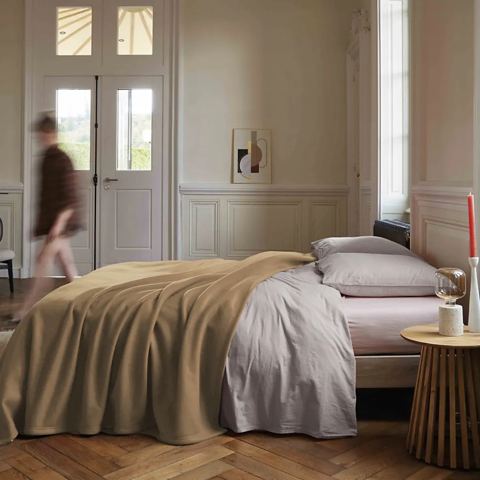 Couverture polaire 220x240 cm 100% Polyester 350g/m2 TEDDY Marron Sable