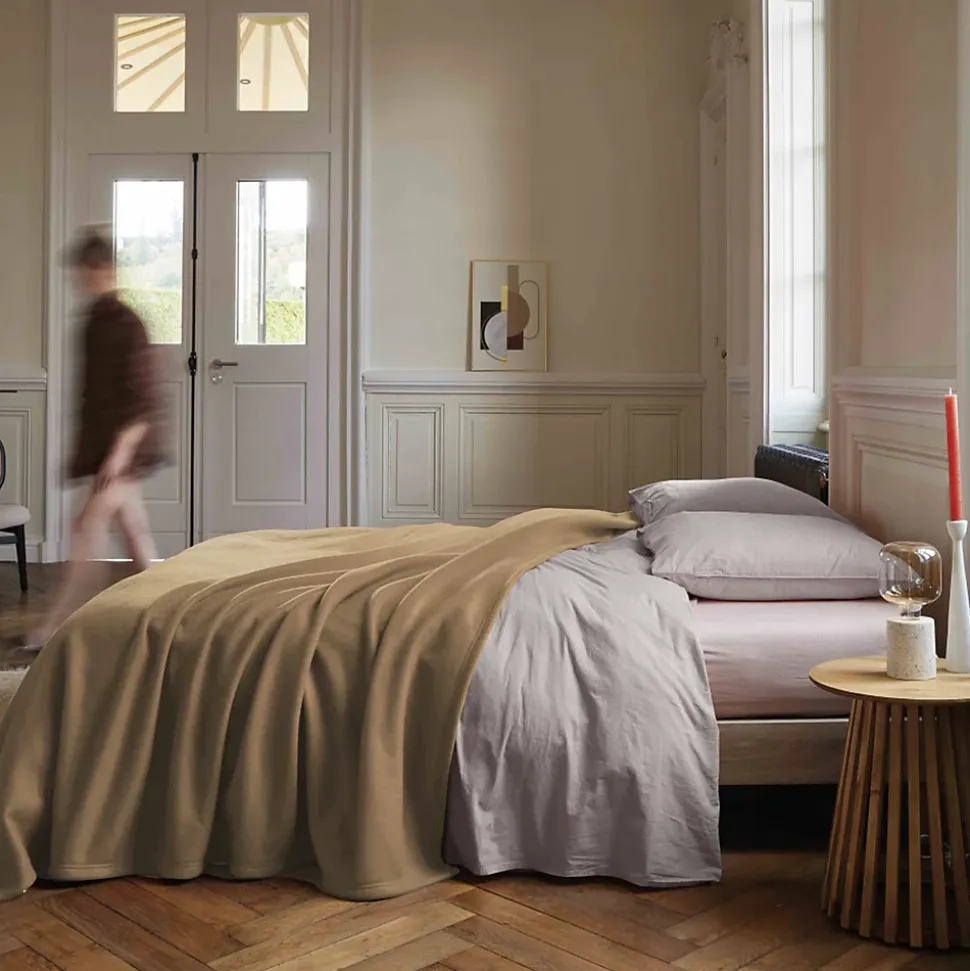 Couverture polaire 180x220 cm 100% Polyester 350g/m2 TEDDY Marron Sable