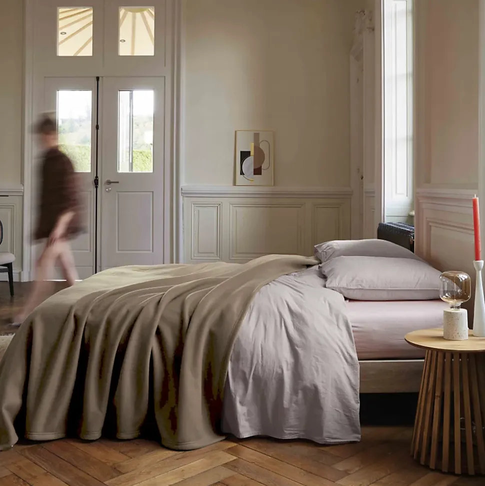 Couverture polaire 180x220 cm 100% Polyester 350g/m2 TEDDY Marron Taupe