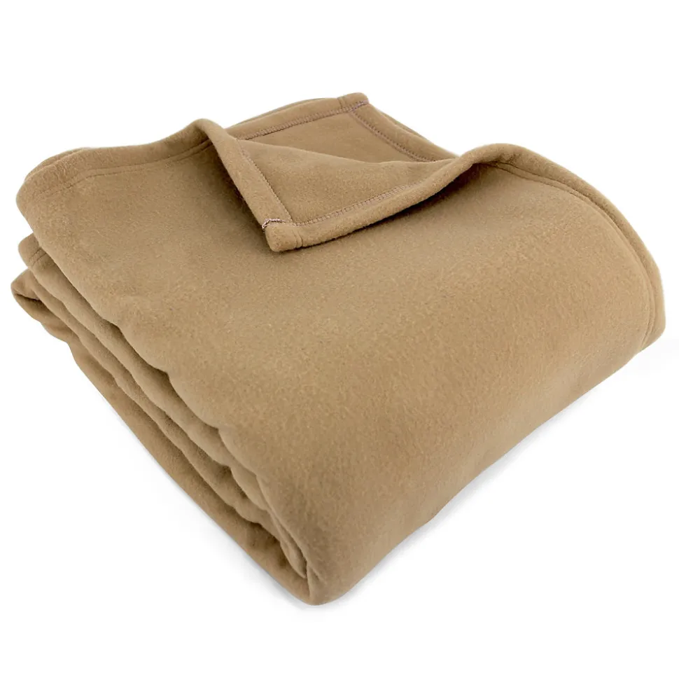 Couverture polaire 240x300 cm 100% Polyester 350g/m2 TEDDY Marron Sable