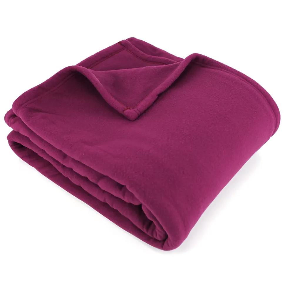 Couverture polaire 180x220 cm 100% Polyester 350g/m2 TEDDY Violet Prune