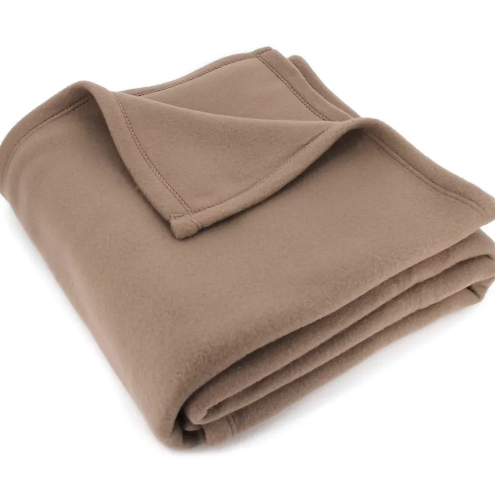 Couverture polaire 240x260 cm Isba marron Taupe 100% Polyester 320g/m2 non-feu