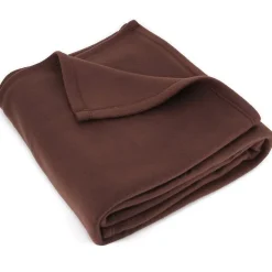 Couverture polaire 180x220 cm Isba marron Chocolat 100% Polyester 320g/m2 non-feu