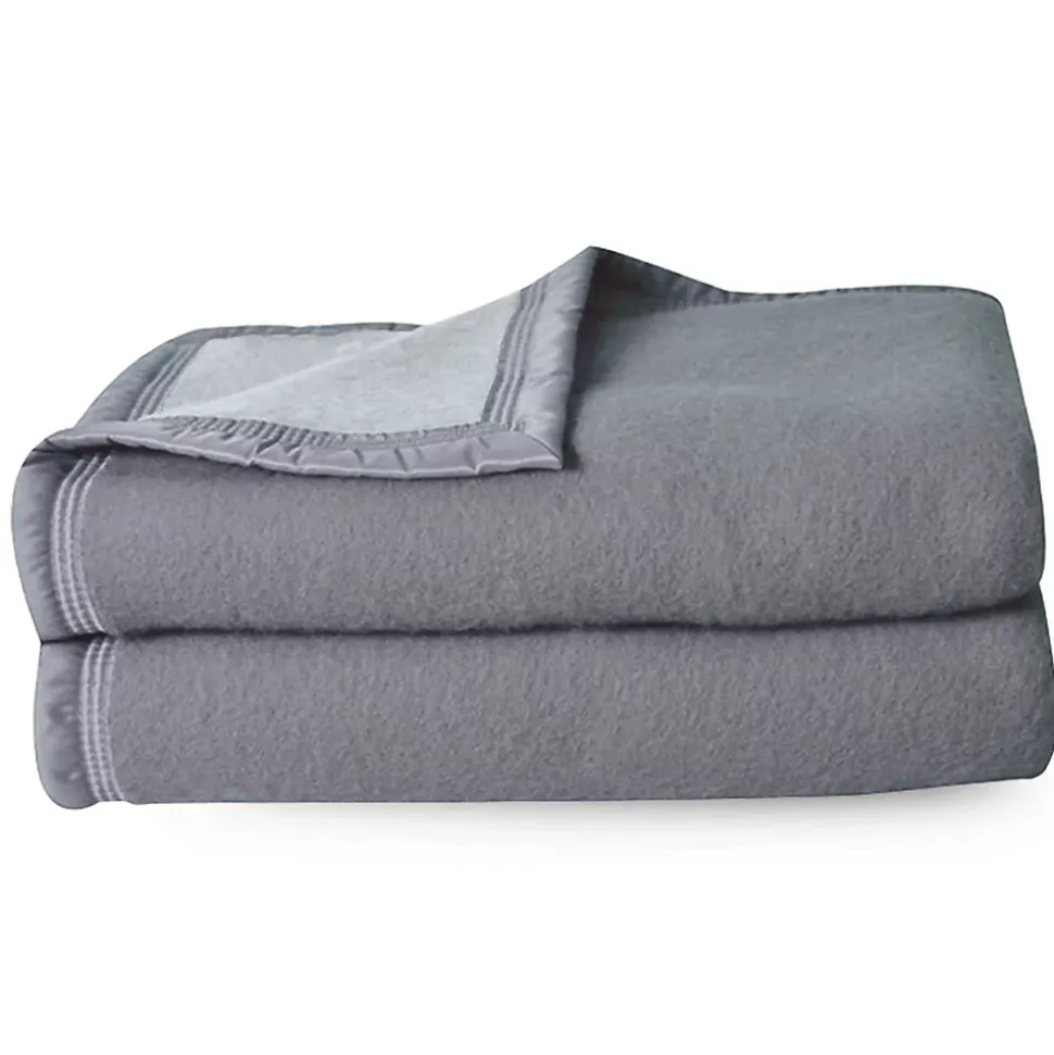 Couverture pure laine vierge Woolmark 500g/m² VOLTA 220x240 cm Gris Acier