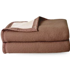 Couverture pure laine vierge Woolmark 500g/m² VOLTA 220x240 cm Marron Chamois