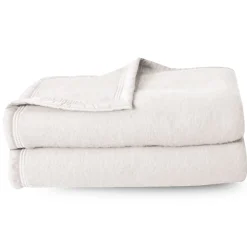Couverture pure laine vierge Woolmark 500g/m² VOLTA 220x240 cm Blanc Naturel