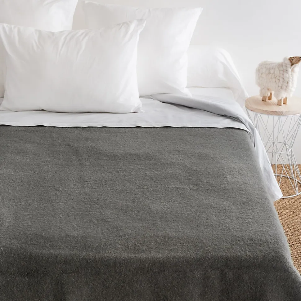 Couverture pure laine vierge Woolmark 500g/m² VOLTA 240x300 cm Gris Acier
