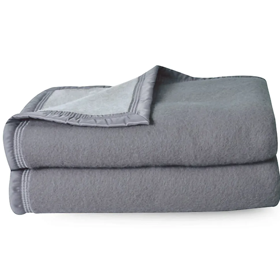 Couverture pure laine vierge Woolmark 500g/m² VOLTA 240x300 cm Gris Acier