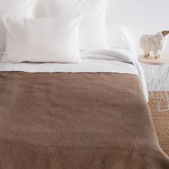 Couverture pure laine vierge Woolmark 500g/m² VOLTA 180x240 cm Marron Chamois