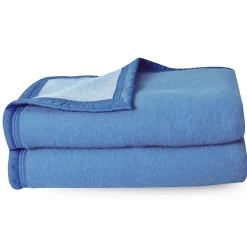 Couverture pure laine vierge Woolmark 500g/m² VOLTA 180x240 cm Bleu Azur