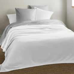 Couverture été 240x260 cm coton recyclé 365g/m2 RIVIERA blanc