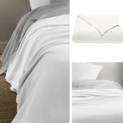 Couverture été 240x260 cm coton recyclé 365g/m2 RIVIERA blanc