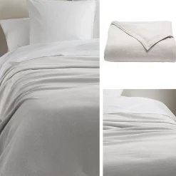 Couverture été 180x240 cm coton recyclé 365g/m2 RIVIERA gris perle