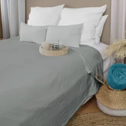 Couverture unie en molleton (180x220 cm - Gris clair)