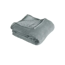 Couverture unie en molleton (180x220 cm - Gris clair)