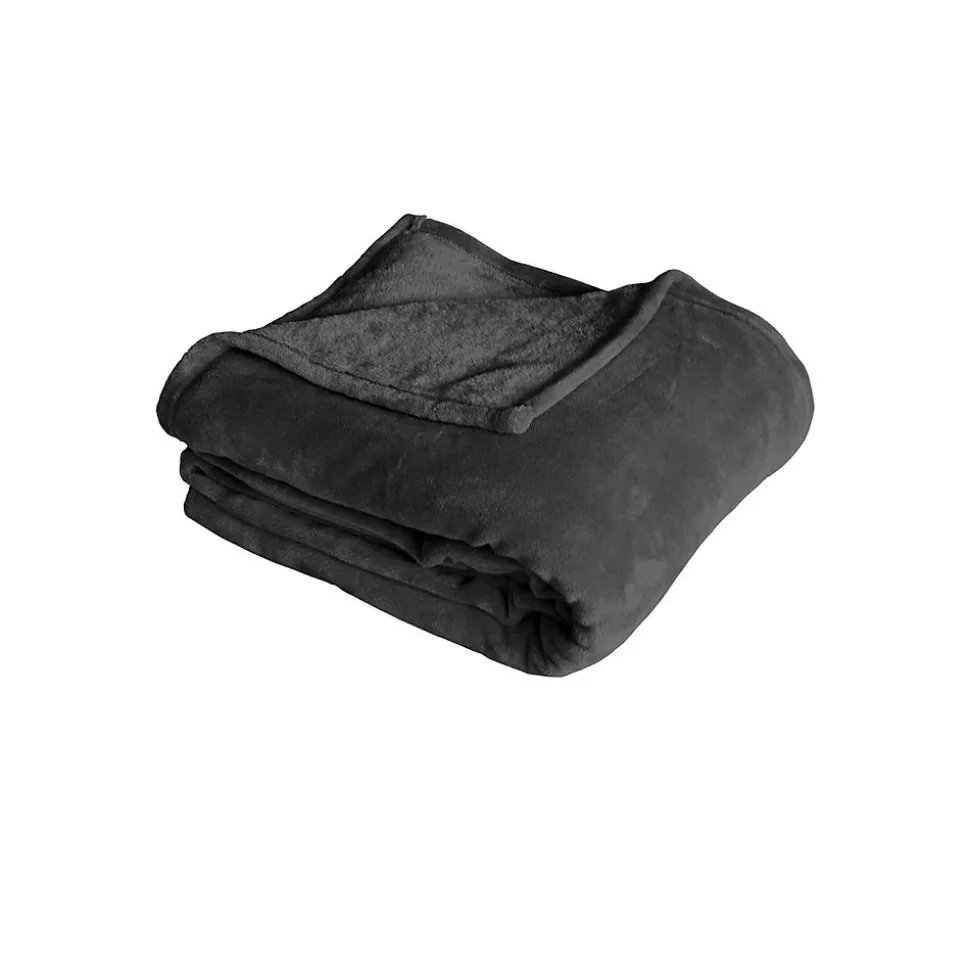 Couverture unie en molleton (180x220 cm - Gris Foncé)