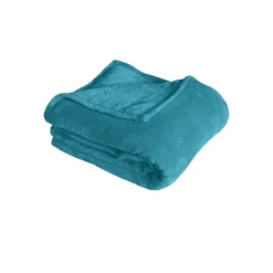 Couverture unie en molleton (180x220 cm - Bleu Canard)